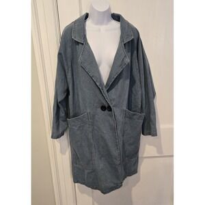 NWT Coeur de Vague Women's Jean Jacket Large-Lapel Denim Two Button Close  2X
